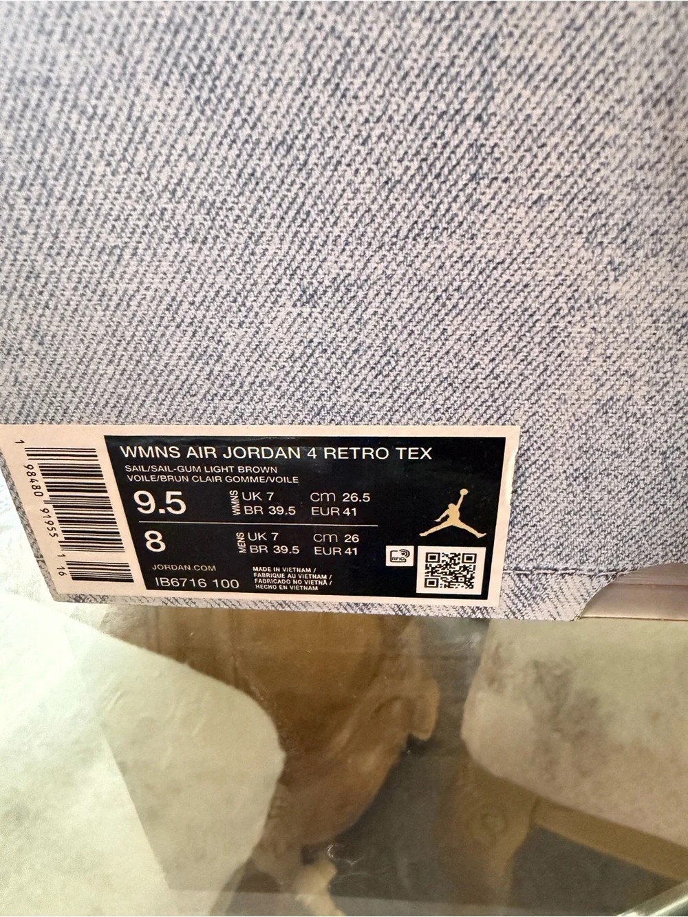 Jordan 4 retro tex denim. Womens size 9.5 , MENS size 8